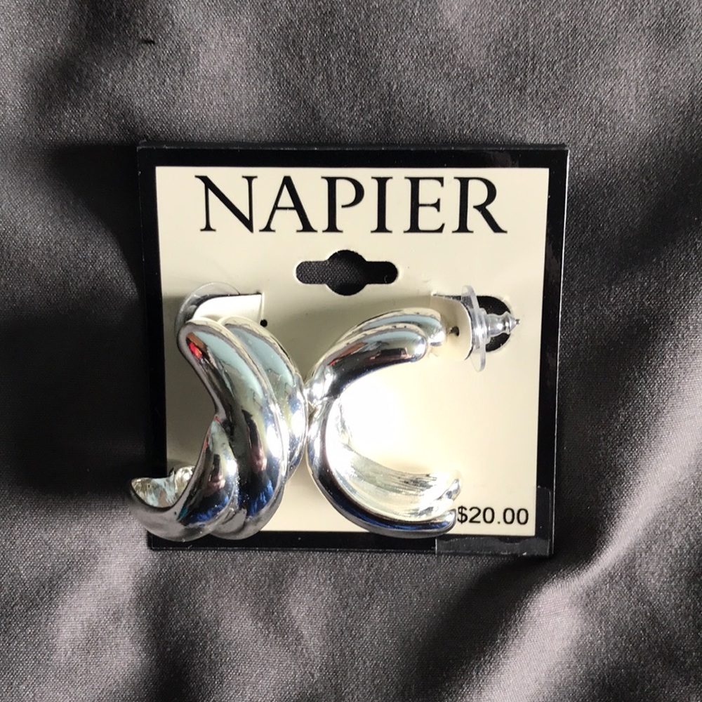 3/30$ Napier silver tone post earrings for pierced ears. Brand New with tag.